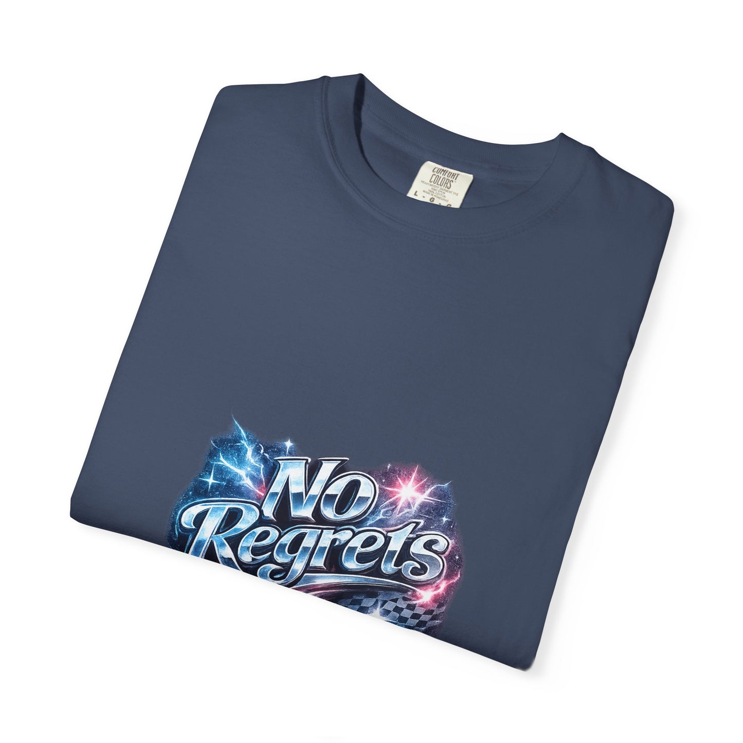 No Regrets Galaxy T-Shirt — Retro Cosmic Typography Tee