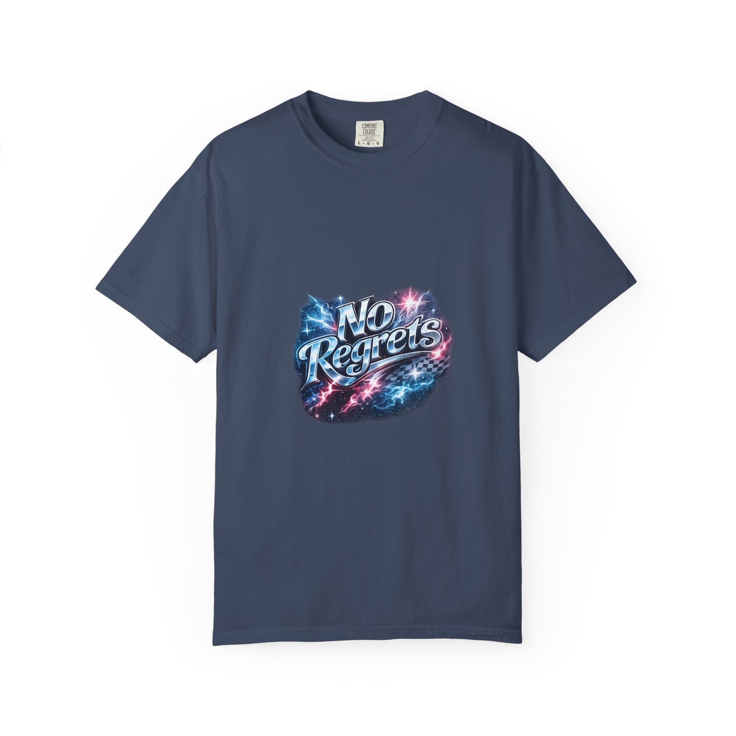 No Regrets Galaxy T-Shirt — Retro Cosmic Typography Tee