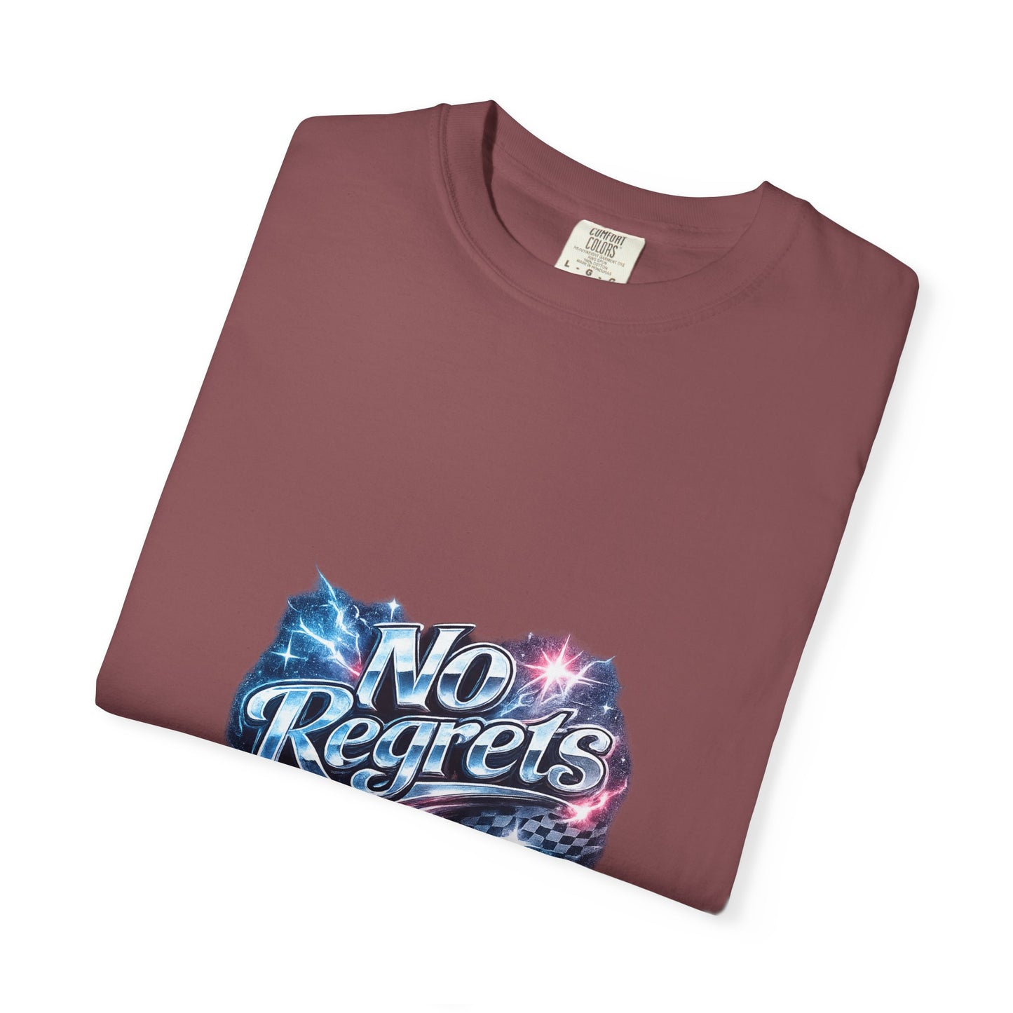 No Regrets Galaxy T-Shirt — Retro Cosmic Typography Tee