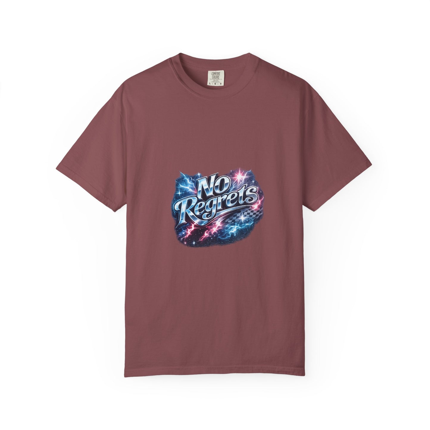 No Regrets Galaxy T-Shirt — Retro Cosmic Typography Tee