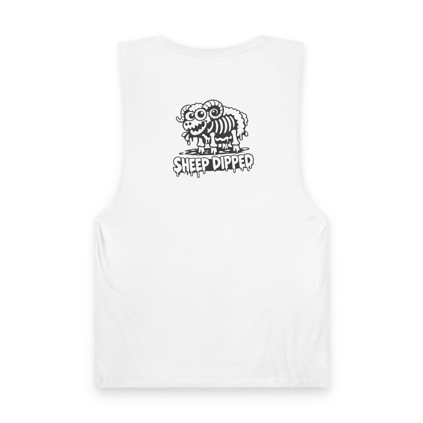 Sheep Dipped Graphic Tank – Retro Cartoon Ram Logo Muscle Tee