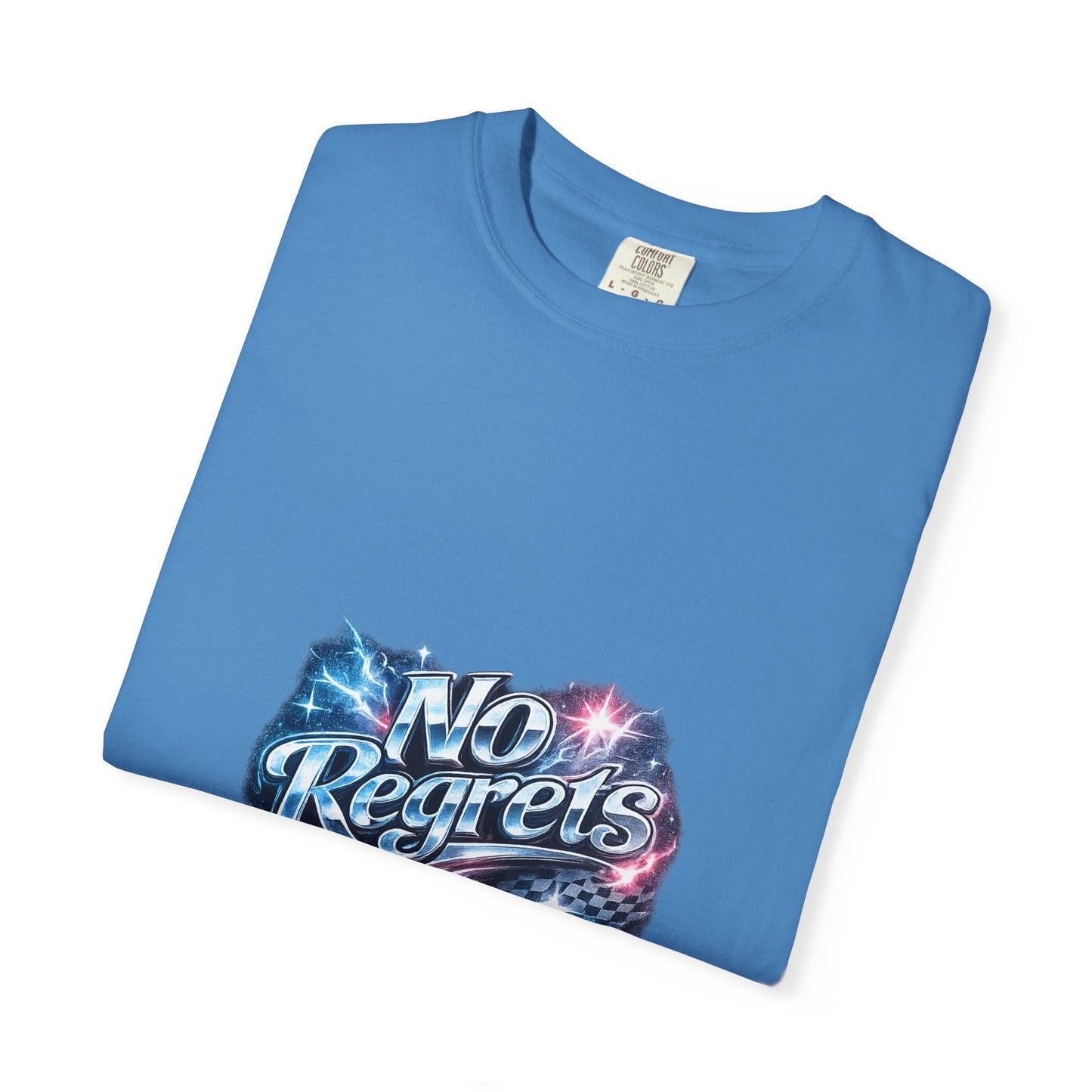 No Regrets Galaxy T-Shirt — Retro Cosmic Typography Tee