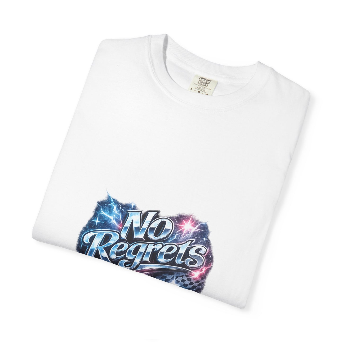 No Regrets Galaxy T-Shirt — Retro Cosmic Typography Tee
