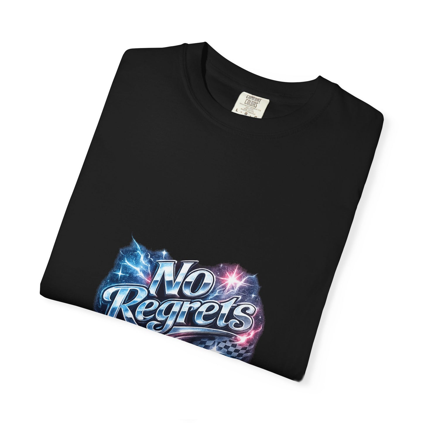 No Regrets Galaxy T-Shirt — Retro Cosmic Typography Tee