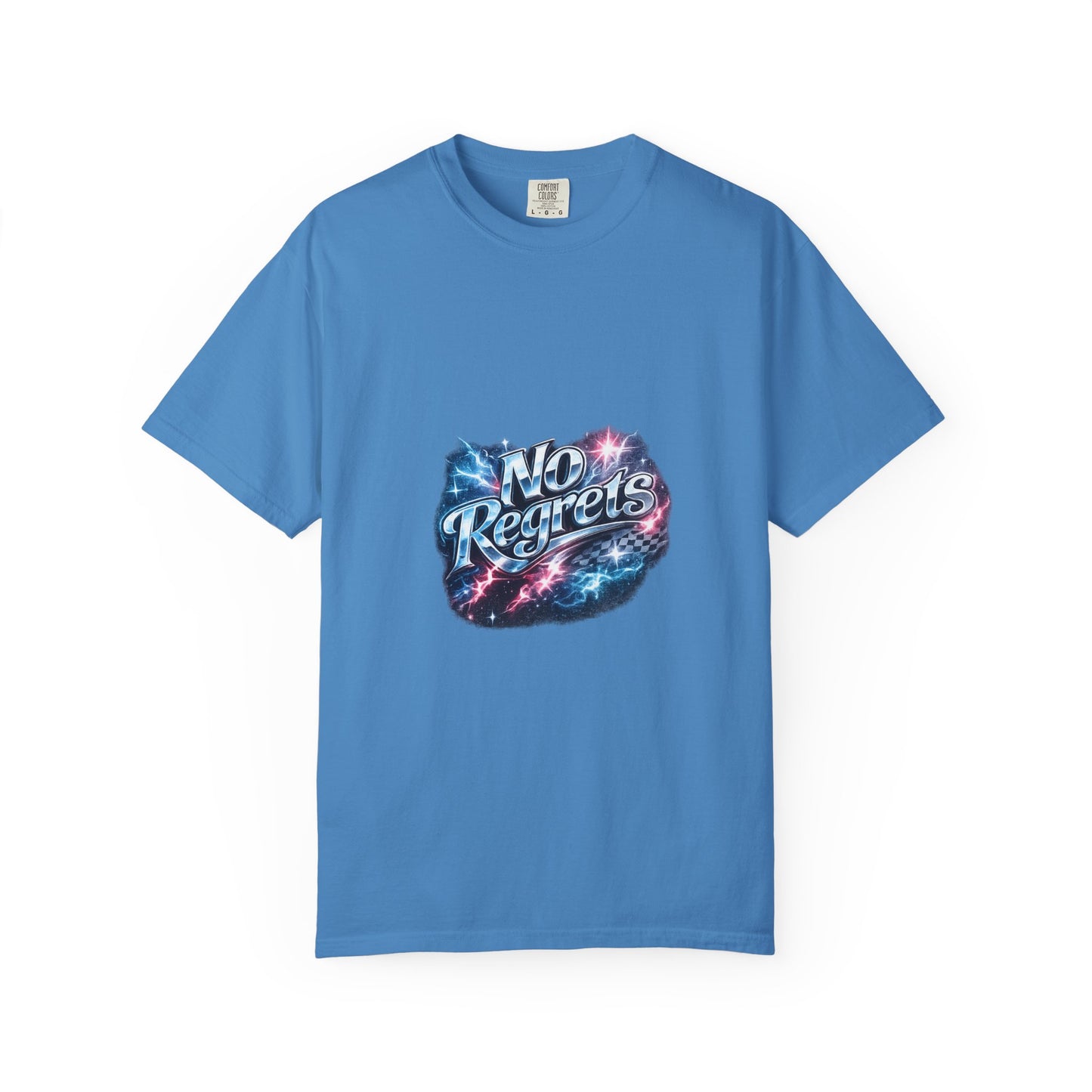 No Regrets Galaxy T-Shirt — Retro Cosmic Typography Tee