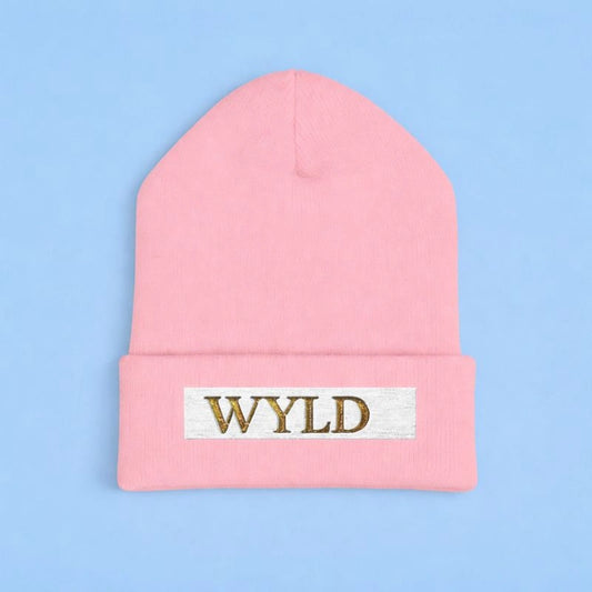 WYLD Leopard Print Text Beanie | Cuffed Embroidered Beanie