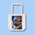 Tote-aly Wyld abstract paint splatter tote bag | navy orange geometric print