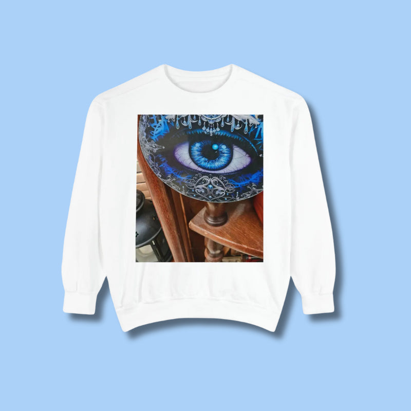 Blue Evil Eye Graphic Sweatshirt | Mystical Eye Artwork