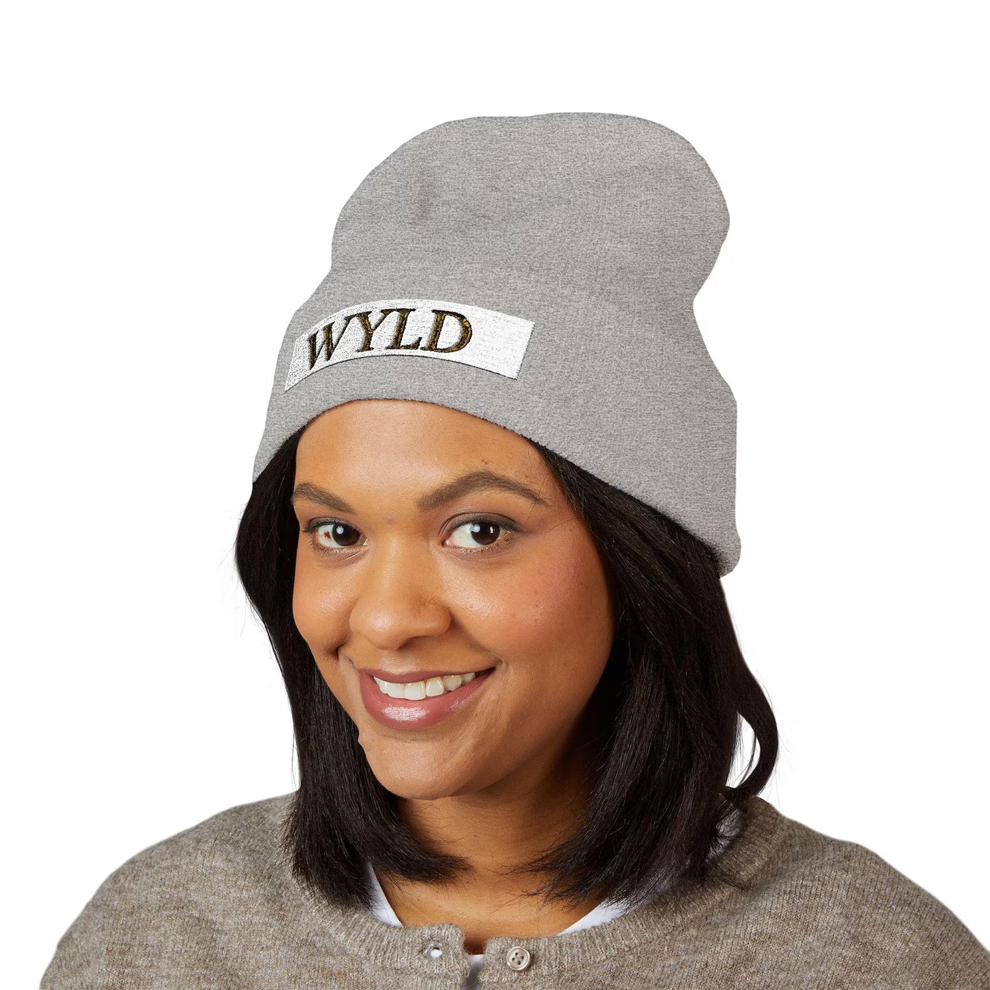 WYLD Leopard Print Text Beanie | Cuffed Embroidered Beanie