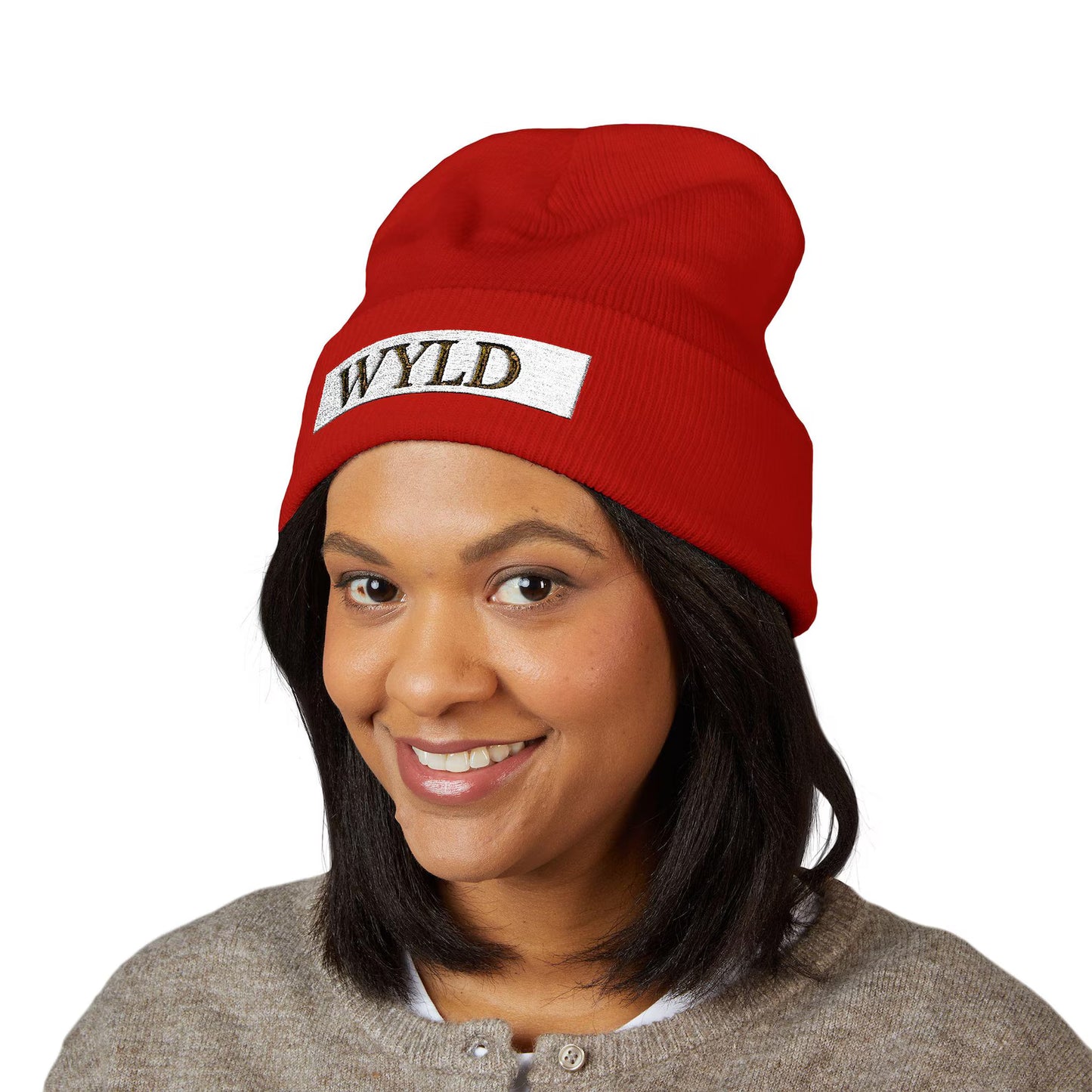 WYLD Leopard Print Text Beanie | Cuffed Embroidered Beanie